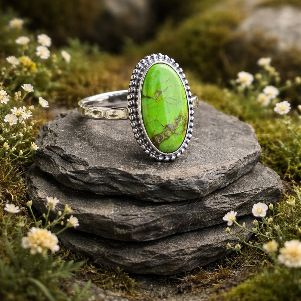 Green Copper Turquoise Ring - Picture 2 of 13